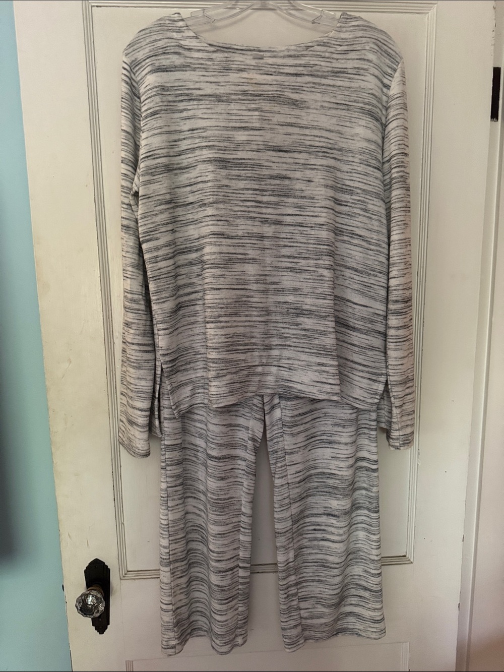 NWT J. Crew Space Dyed (Black/White/Gray) Knit 2 Piece Set Sz Small
